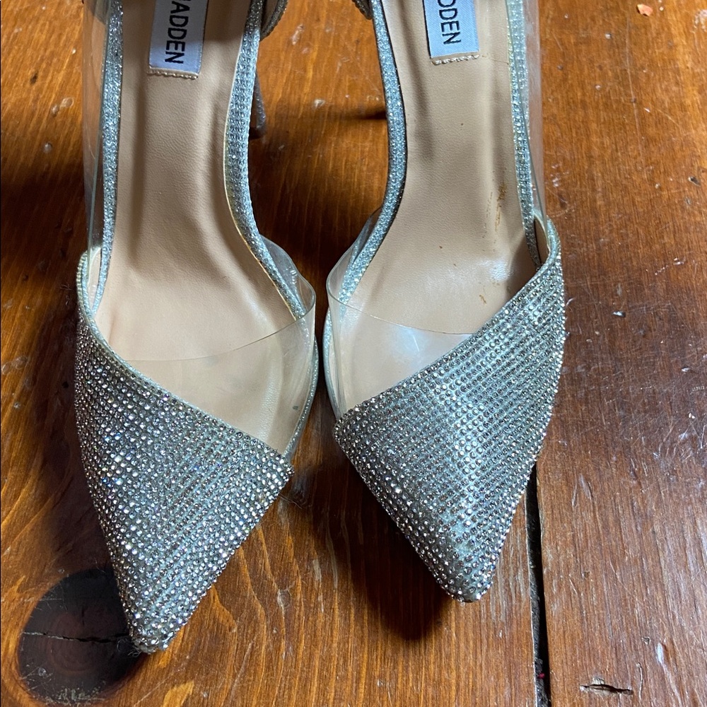 Steve Madden Silver Peekaboo Stiletto Heels - Picture 8 of 11